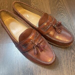 Allen Edmonds Maxfield Mens 9.5 Tassels Braided Leather Loafers Brown USA